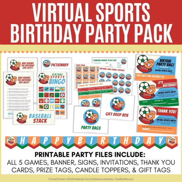 Virtual Sports Birthday Party Pack | Frugal Fun Mom