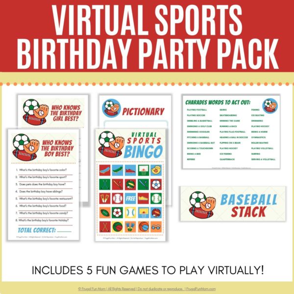 Virtual Sports Birthday Party Pack | Frugal Fun Mom