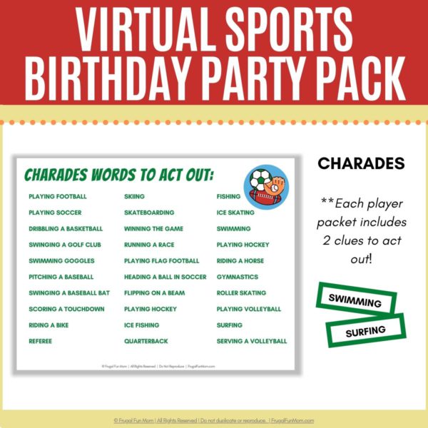 Virtual Sports Birthday Party Pack | Frugal Fun Mom